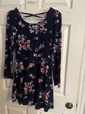 Epic Threads Navy Floral Dress with Pink Accents